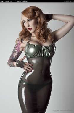 Image #20079 (fetish): latex, redhead, tattoo